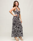 24seven Comfort Apparel Black and White Womens Razorback Tank Casual Maxi Dress