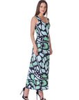 Womens Green Butterfly Print Casual Razorback Tank Maxi Dress