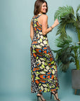 24seven Comfort Apparel Bright Butterfly Print Womens Razorback Tank Casual Maxi Dress