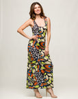 24seven Comfort Apparel Bright Butterfly Print Womens Razorback Tank Casual Maxi Dress