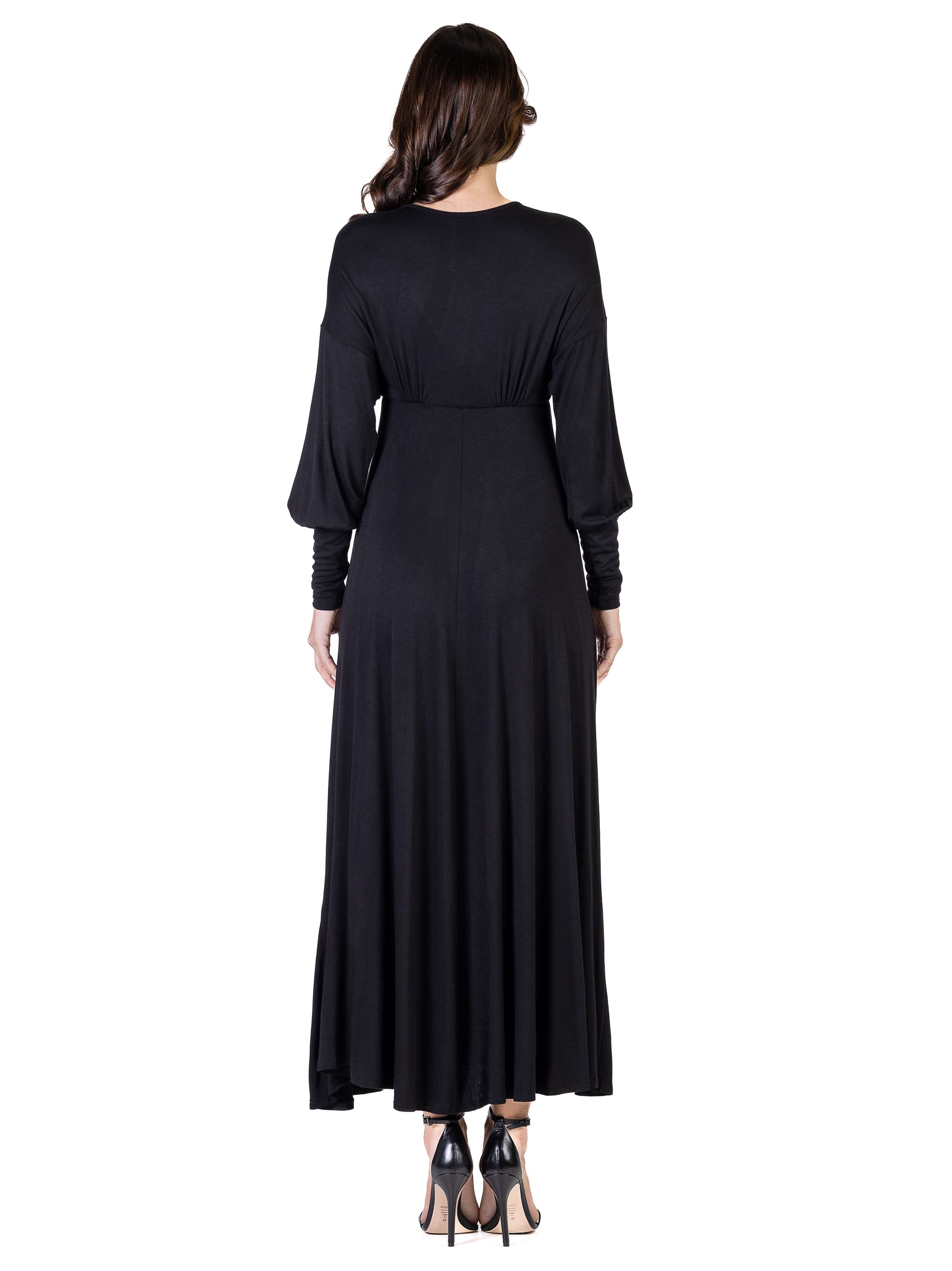 V-Neck Long Sleeve Maxi Dress
