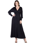 V-Neck Long Sleeve Maxi Dress
