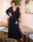 V-Neck Long Sleeve Maxi Dress