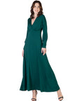 V-Neck Long Sleeve Maxi Dress