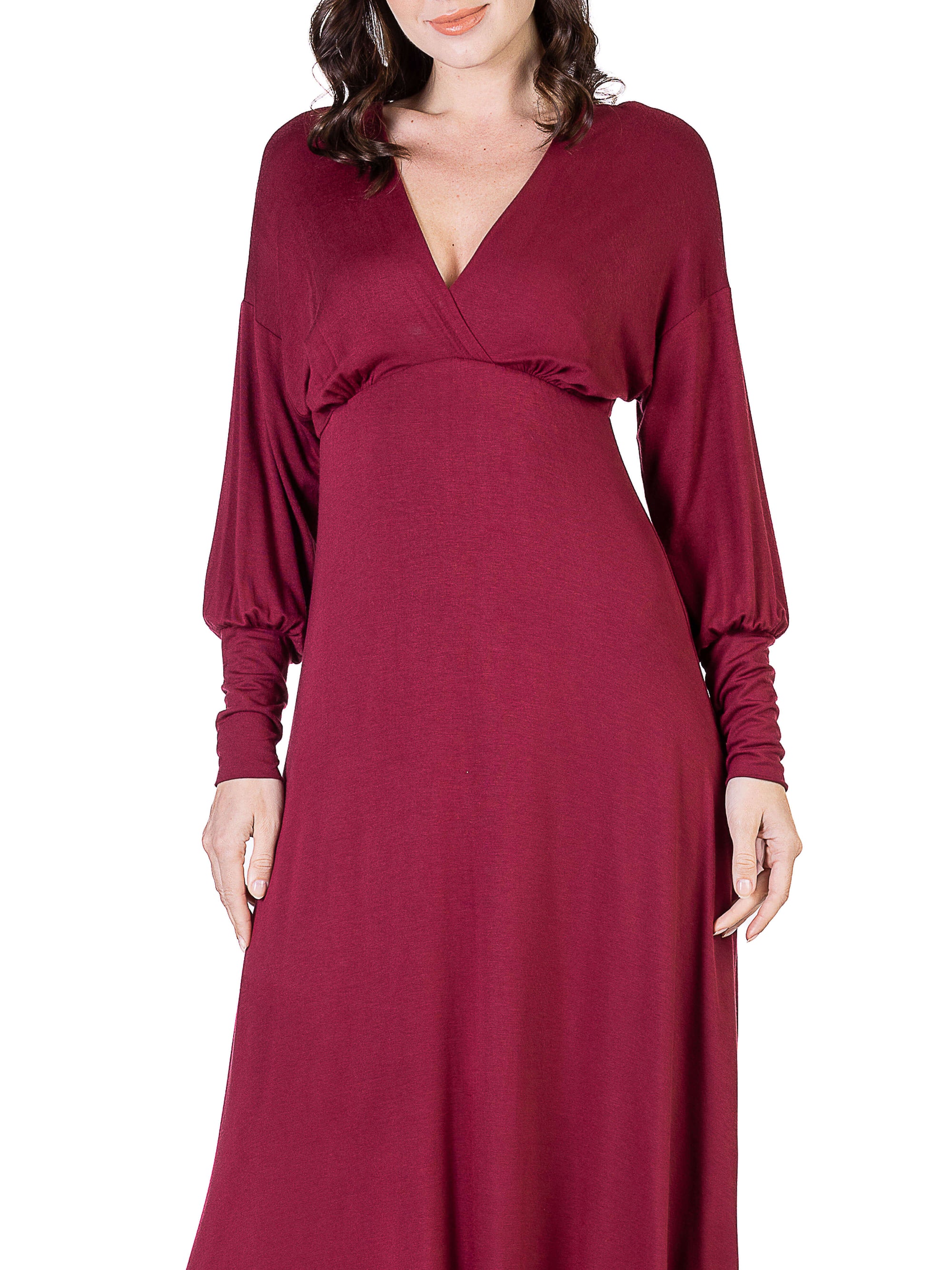 V-Neck Long Sleeve Maxi Dress