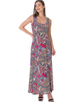 Womens Pink Paisley Print Scoop Neck A Line Sleeveless Maxi Dress