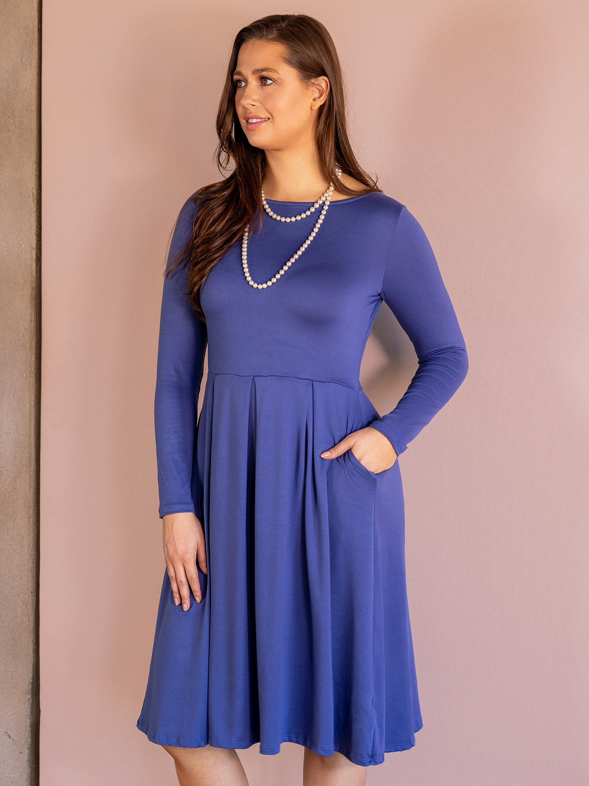 Midi Length Fit N Flare Pocket Dress