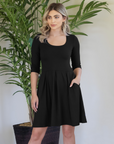 Three Quarter Sleeve Fit and Flare Mini Dress