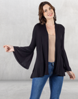 Bell Sleeve Flared Open Front Cardigan