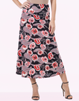 Black and Red Floral Maxi Skirt