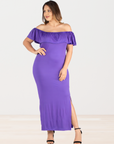 Ruffle Off The Shoulder Plus Size Maxi Dress
