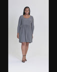 Plus Size Long Sleeve Babydoll Knee Length Dress