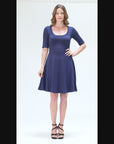 A Line Knee Length Dress with Elbow Length Sleeves