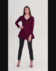 Flared Long Sleeve Henley Tunic Top