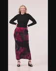 Pink Tie Dye Fold over Waist Maxi Skirt