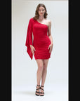 One Shoulder Drape  Bodycon Dress