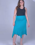 Plus Size Solid Color Knee Length Elastic Waist Handkerchief Skirt