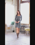 Long Sleeve Babydoll Knee Length Dress