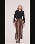 Animal Print Foldover Waist Maxi Skirt