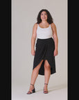 Solid Color Knee Length Plus Size Tulip Skirt