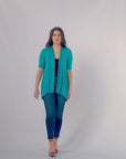 Loose Fit Open Front Cardigan with Half Sleeve