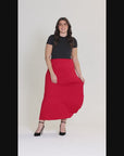 Womens Comfortable Fit Elastic Waist Plus Size Maxi Skirt