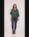 Cowl Neck Dolman Sleeve Sweater Top