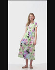 24sevenkid Girls Pastel Floral Print Short Sleeve Maxi Dress