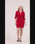 Keyhole Three Quarter Sleeve Mini Dress