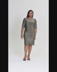 Plus Size Elbow Length Sleeve Shimmer Bodycon Mini Party Dress