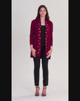 Long Sleeve Mid Thigh Open Front Cardigan with Grommet Details