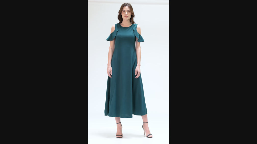 24Seven Comfort Apparel Meg Cold Shoulder Maxi Dress 