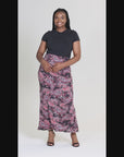 Plus Size Paisley Print Fold Over Waist Maxi Skirt