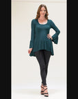 Long Bell Sleeve High Low Tunic Top