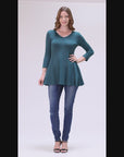 V-Neck Loose Fit Three Quarter Sleeve Tunic Top