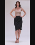 Elastic Waist Knee Length Tulip Pencil Skirt