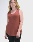 V Neck Tunic Tank Top with Round Hemline