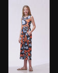 24sevenkid Girls Orange Butterfly Print Sleeveless Pocket Maxi Dress