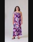 Purple Floral One Shoulder Rouched Mermaid Plus Size Maxi Dress