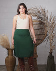 A Line Elastic Waist Knee Length Plus size Skirt