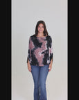 Mocha Tie Dye Batwing Sleeve Relaxed Fit Top
