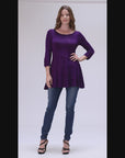 Ruched Sleeve Swing Tunic Top