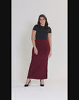 Plus Size Versatile Side Slit Elastic Waist Maxi Skirt