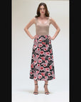 Black and Red Floral Maxi Skirt