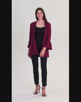 Womens Knit Bell Sleeve Open Cardigan