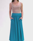 Womens Foldover Maxi Skirt With Pockets