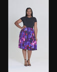 Plus Size Multicolor Accordion Pleated Elastic Waistband Party Midi Skirt