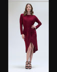 Long Sleeve Dressy Tulip Skirt Knee Length Dress