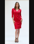 Draped in Style Knee Length V Neck Wrap Dress