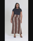 Plus Size Animal Print Foldover Waist Maxi Skirt